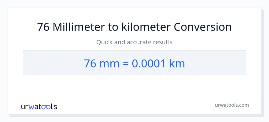 76 millimeter til Kilometer konvertering