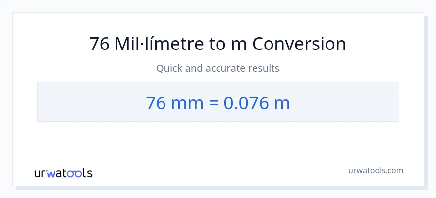 Conversió de 76 mil·límetres a Metres