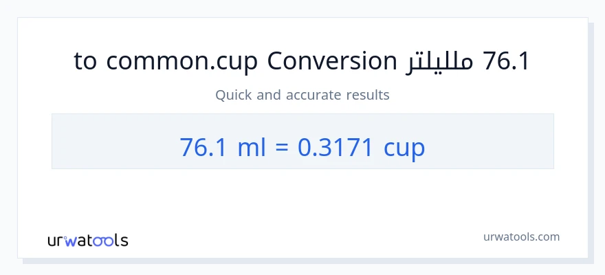 التحويل من 76.1 ملليلتر إلى أكواب