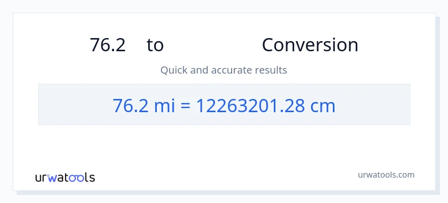 การแปลง 76.2 ไมล์ เป็น เซนติเมตร