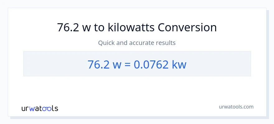 Conversió de 76.2 watts a quilowatts