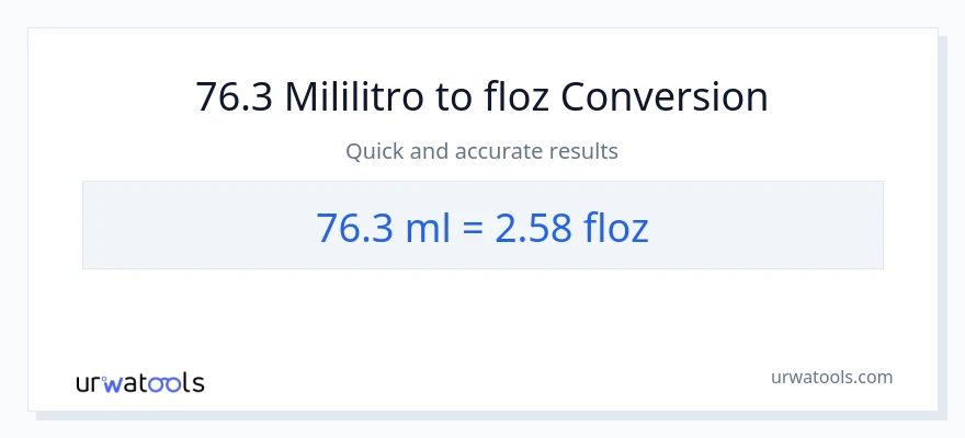 76.3 mga mililitro patungong mga onsa ng likido na conversion
