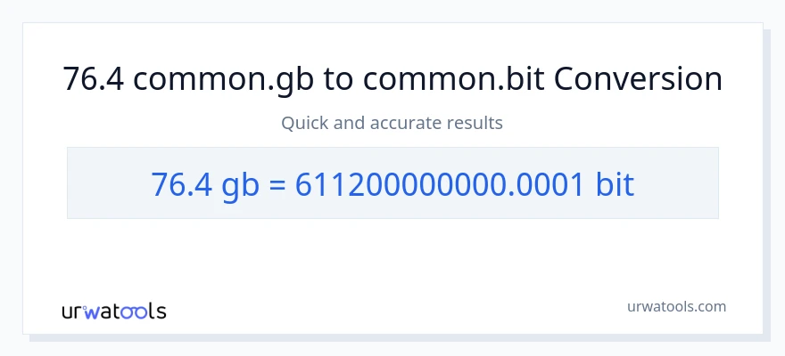 76.4 Gigabytes இலிருந்து Bits வரை மாற்றம்