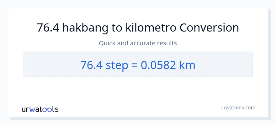 76.4 mga hakbang patungong Kilometro na conversion