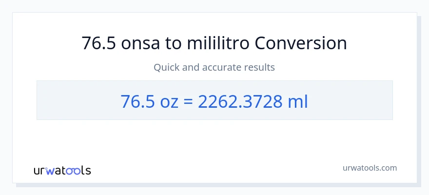 76.5 Mga onsa patungong mga mililitro na conversion