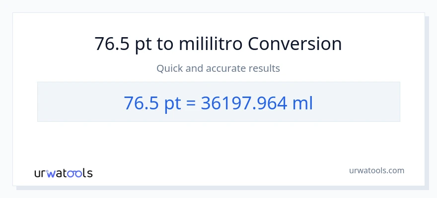76.5 Pints patungong mga mililitro na conversion
