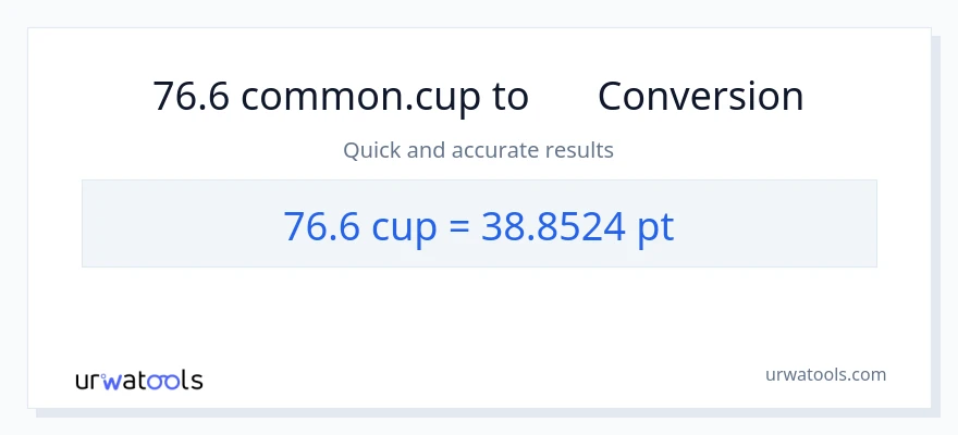 การแปลง 76.6 ถ้วย เป็น Pints