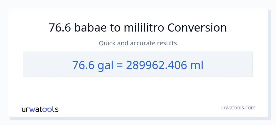 76.6 Mga galon patungong mga mililitro na conversion
