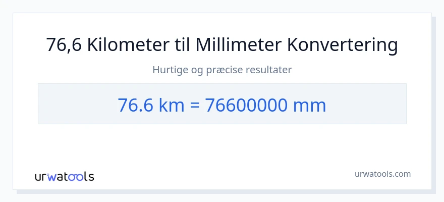76.6 kilometer til millimeter konvertering