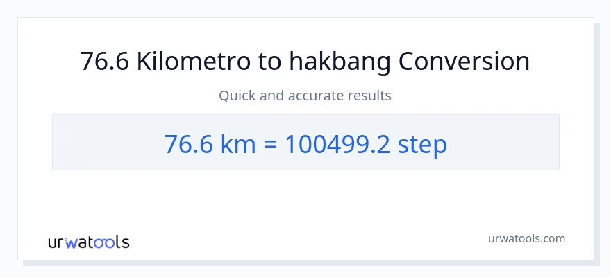 76.6 Kilometro patungong mga hakbang na conversion