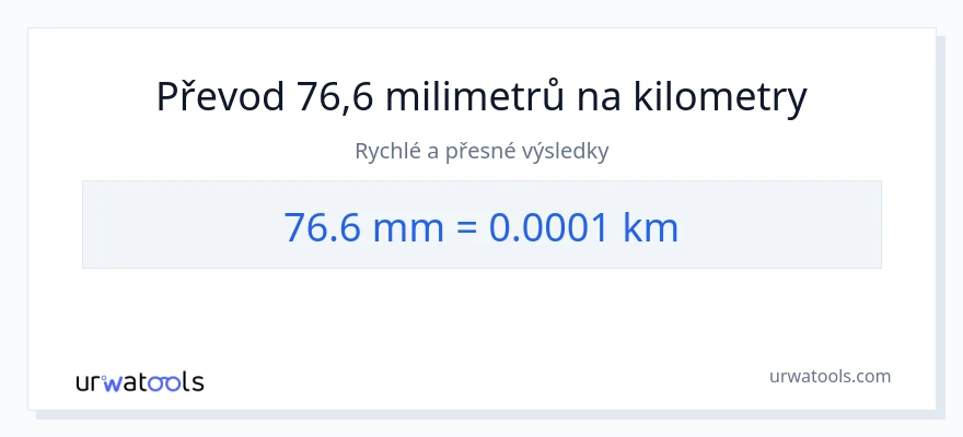 Konverze z milimetry na kilometry: 76.6