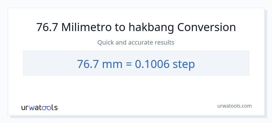 76.7 milimetro patungong mga hakbang na conversion