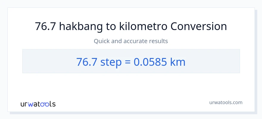76.7 mga hakbang patungong Kilometro na conversion