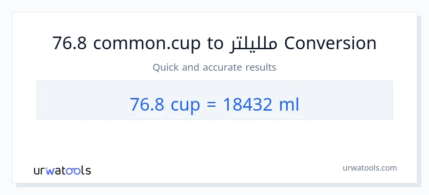 التحويل من 76.8 أكواب إلى ملليلتر