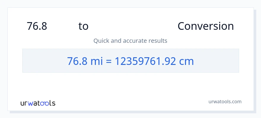 76.8 மைல்கள் இலிருந்து சென்டிமீட்டர்கள் வரை மாற்றம்