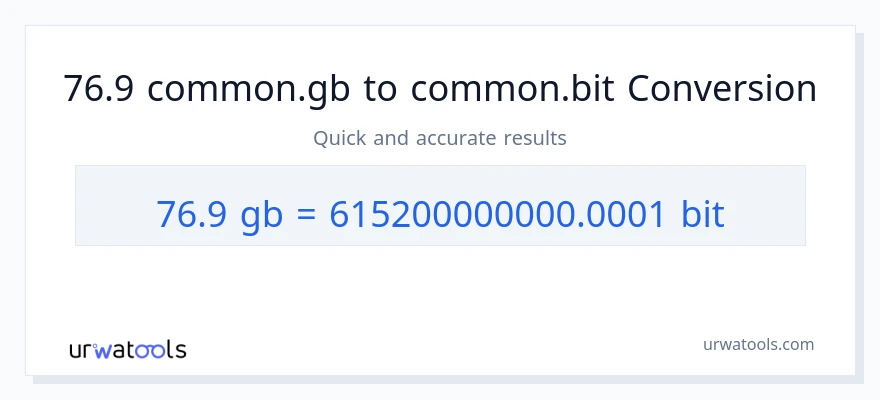 التحويل من 76.9 Gigabytes إلى Bits