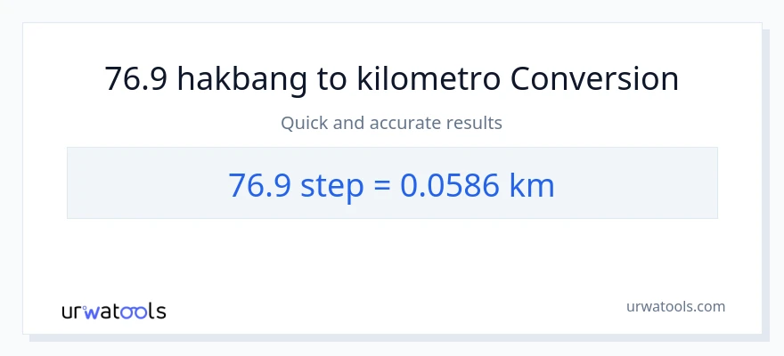 76.9 mga hakbang patungong Kilometro na conversion