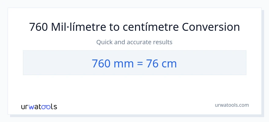 Conversió de 760 mil·límetres a Centímetres