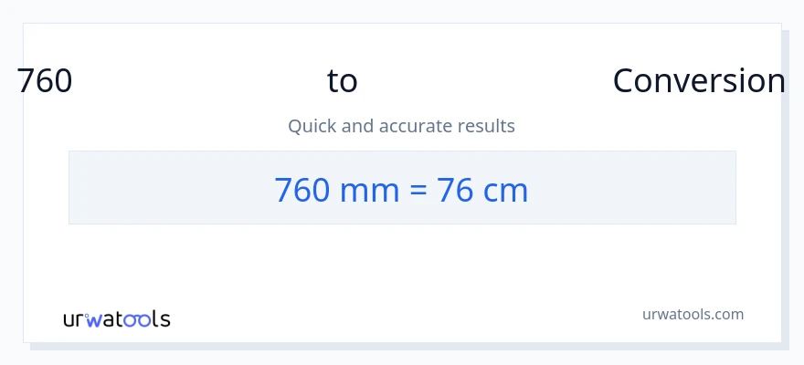 760 മില്ലിമീറ്റർ ൽ നിന്ന് സെന്റീമീറ്ററുകൾ ലേക്ക് പരിവർത്തനം