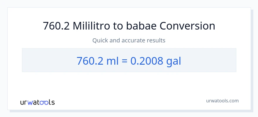 760.2 mga mililitro patungong Mga galon na conversion