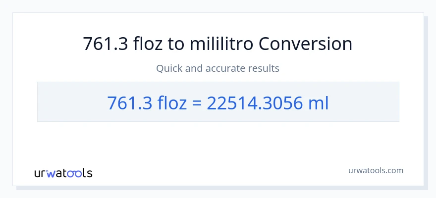 761.3 mga onsa ng likido patungong mga mililitro na conversion
