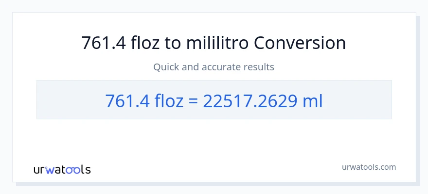 761.4 mga onsa ng likido patungong mga mililitro na conversion