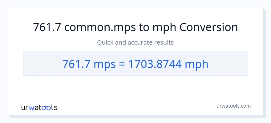 761.7 Meters Per Second patungong milya kada oras na conversion