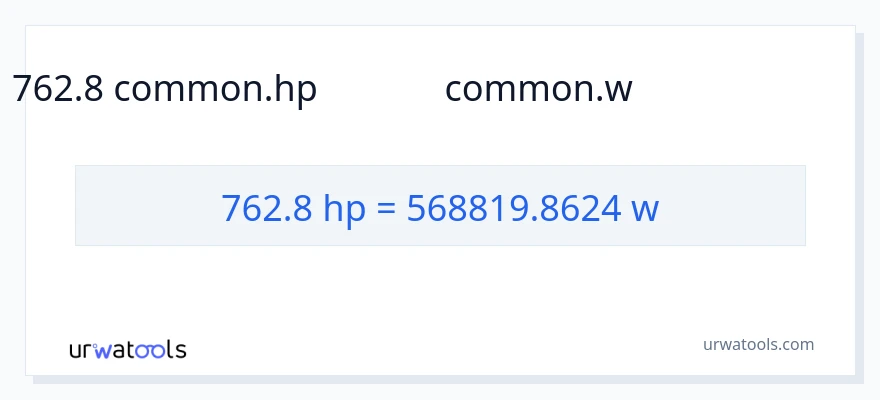 762.8 అశ్వశక్తి నుండి వాట్స్ కు మార్పిడి