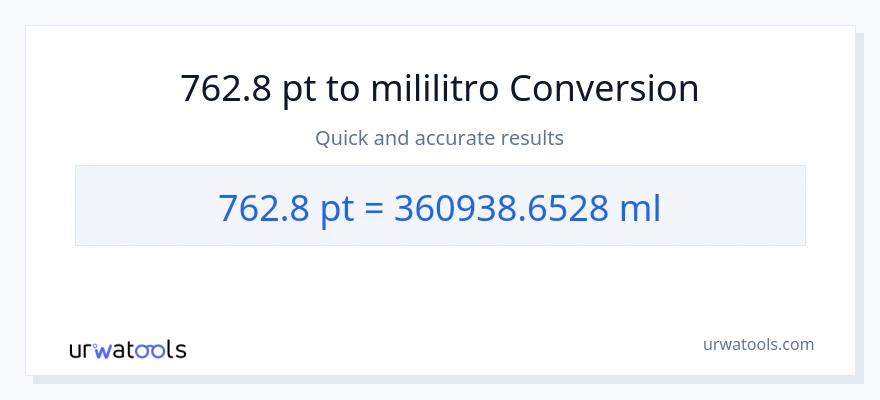 762.8 Pints patungong mga mililitro na conversion