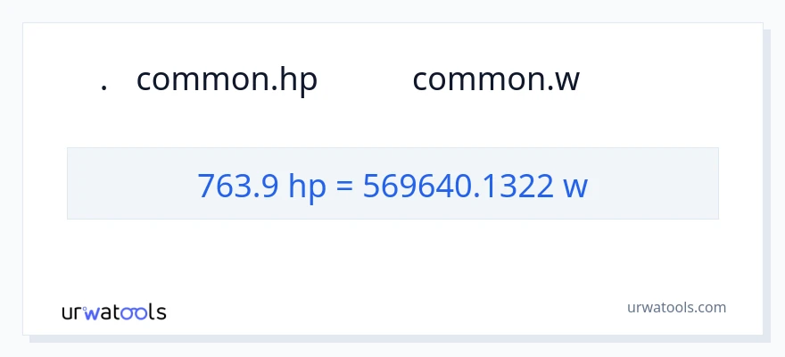 763.9 অশ্বশক্তি থেকে ওয়াট রূপান্তর