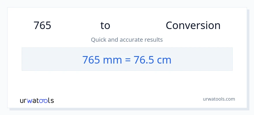 การแปลง 765 มิลลิเมตร เป็น เซนติเมตร
