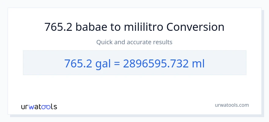 765.2 Mga galon patungong mga mililitro na conversion