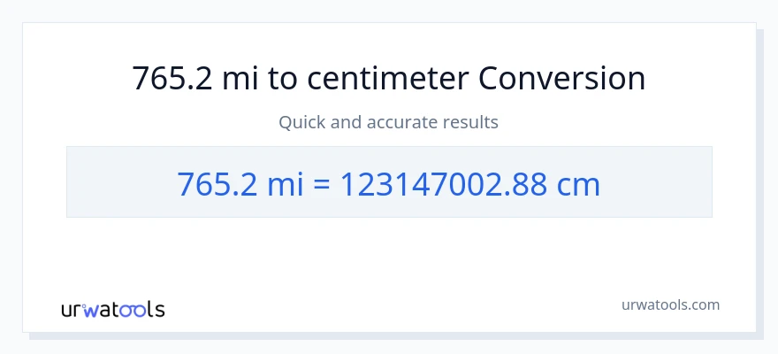 765.2 miles til Centimeter konvertering