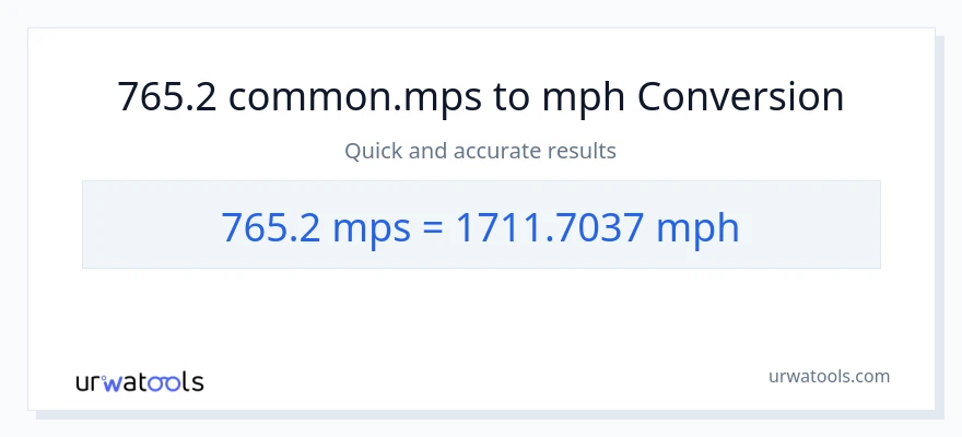 765.2 Meters Per Second patungong milya kada oras na conversion