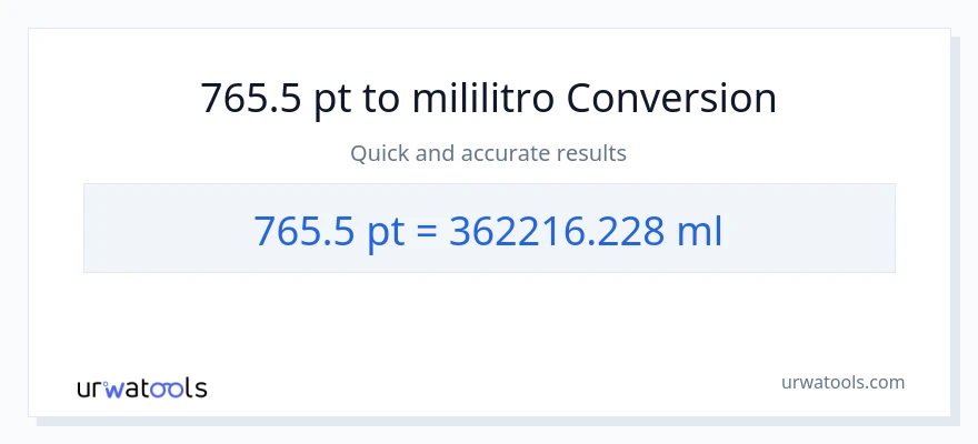 765.5 Pints patungong mga mililitro na conversion