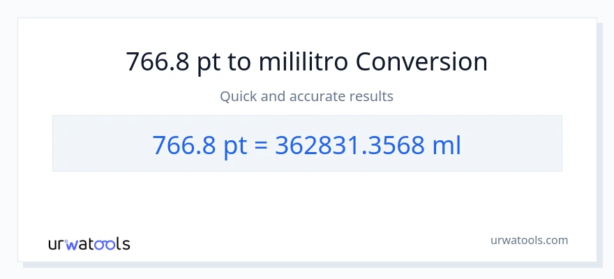 766.8 Pints patungong mga mililitro na conversion