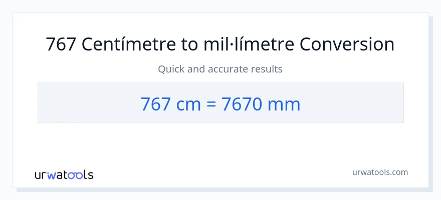 Conversió de 767 Centímetres a mil·límetres