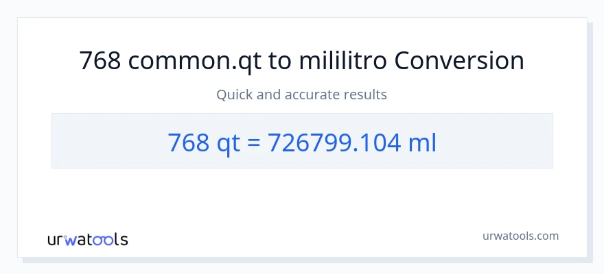 768 Quarts patungong mga mililitro na conversion