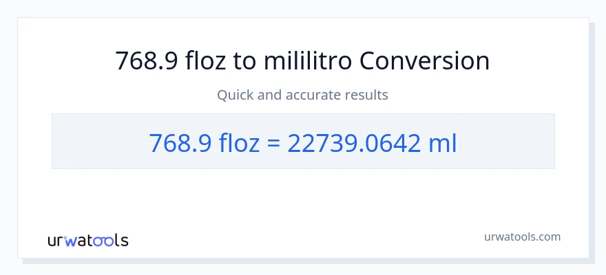 768.9 mga onsa ng likido patungong mga mililitro na conversion