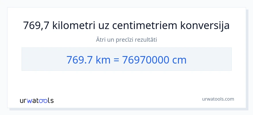 769.7 kilometri uz Centimetri konversiju