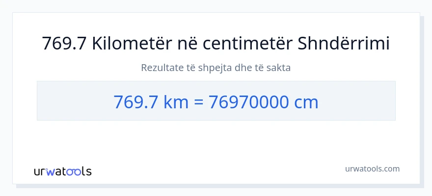 Konvertimi 769.7 kilometra në Centimetra