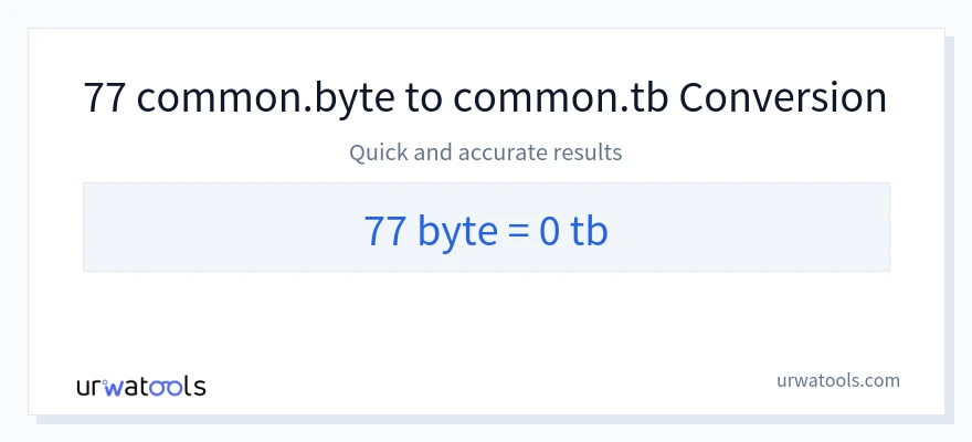 77 Bytes 到 Terabytes 轉換