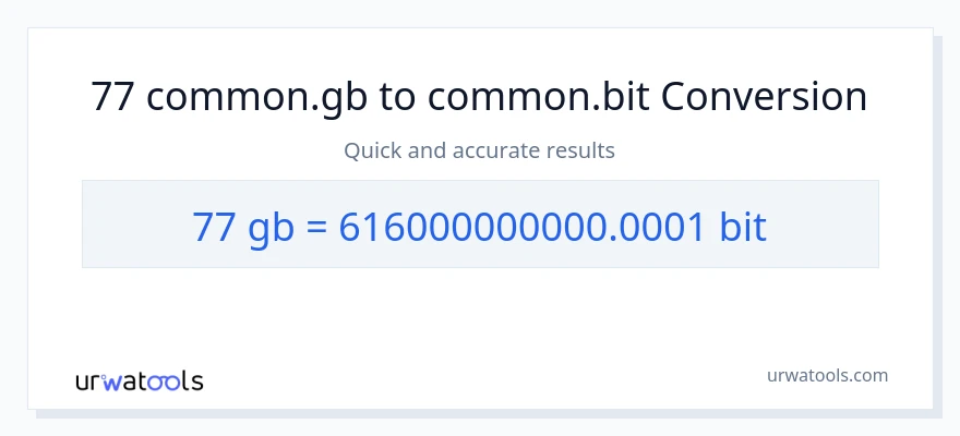 77 Gigabytes patungong Bits na conversion