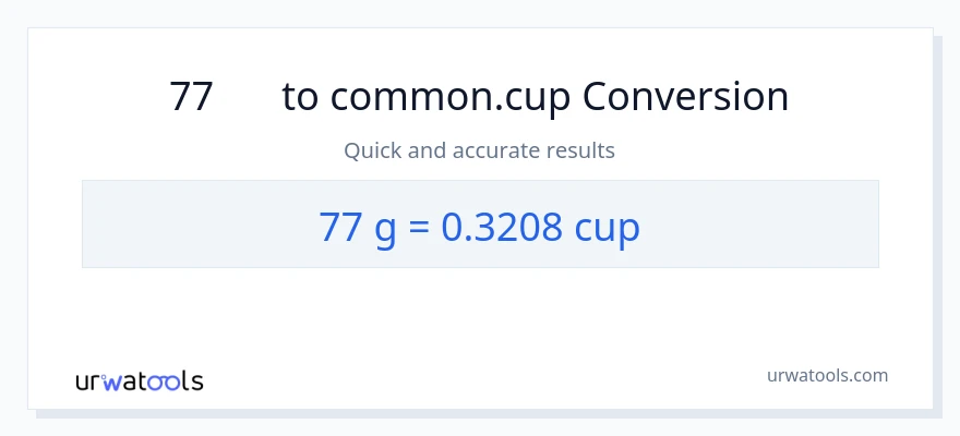 77 ഗ്രാം ൽ നിന്ന് കപ്പുകൾ ലേക്ക് പരിവർത്തനം