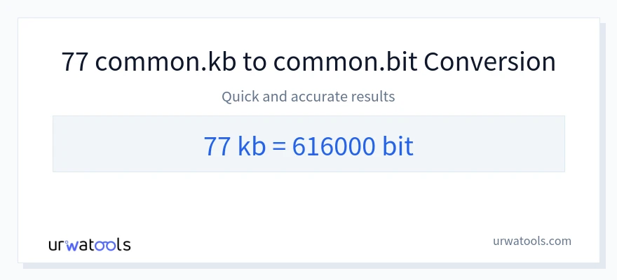 77 Kilobytes 到 Bits 轉換