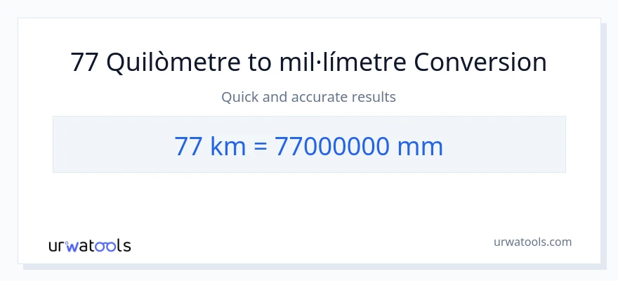 Conversió de 77 Quilòmetres a mil·límetres