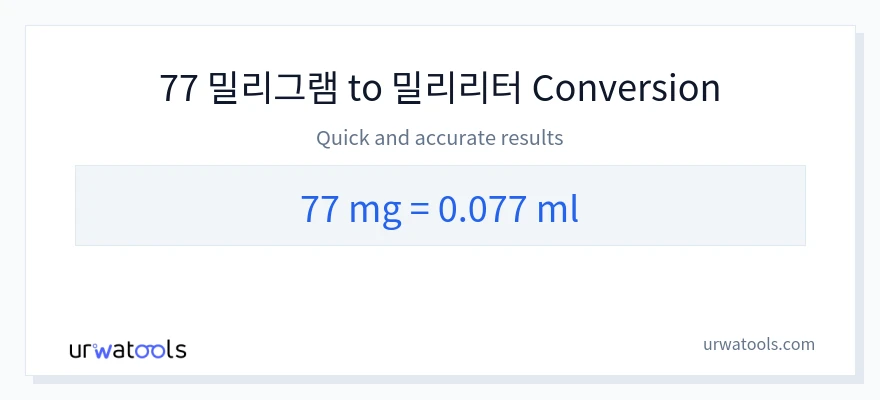 77 밀리그램에서 밀리리터으로의 변환