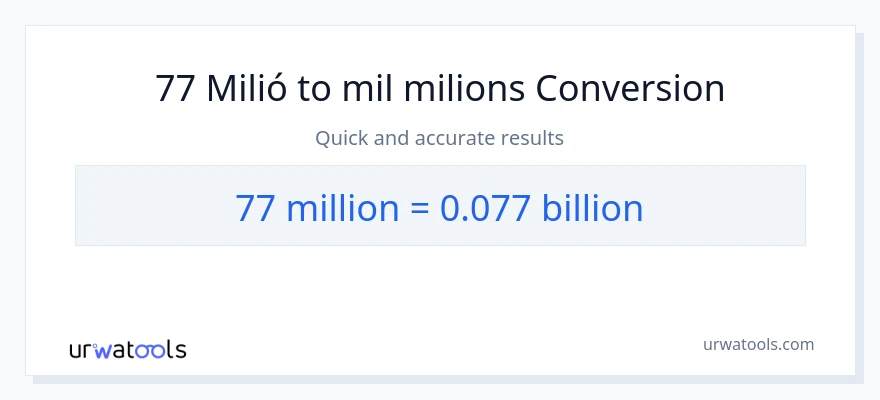 Conversió de 77 milions a milers de milions