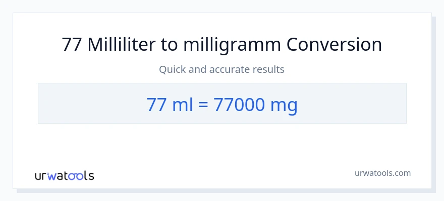 77 Milliliter zu Milligramm Umwandlung