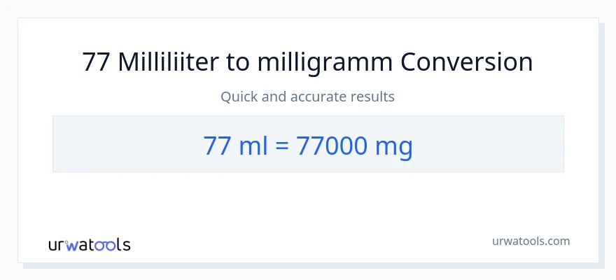 77 milliliitrid konversioon milligrammi-ks